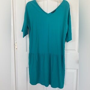 EILEEN FISHER Petite Turquoise Flutter V-Neck Women's Short Dress